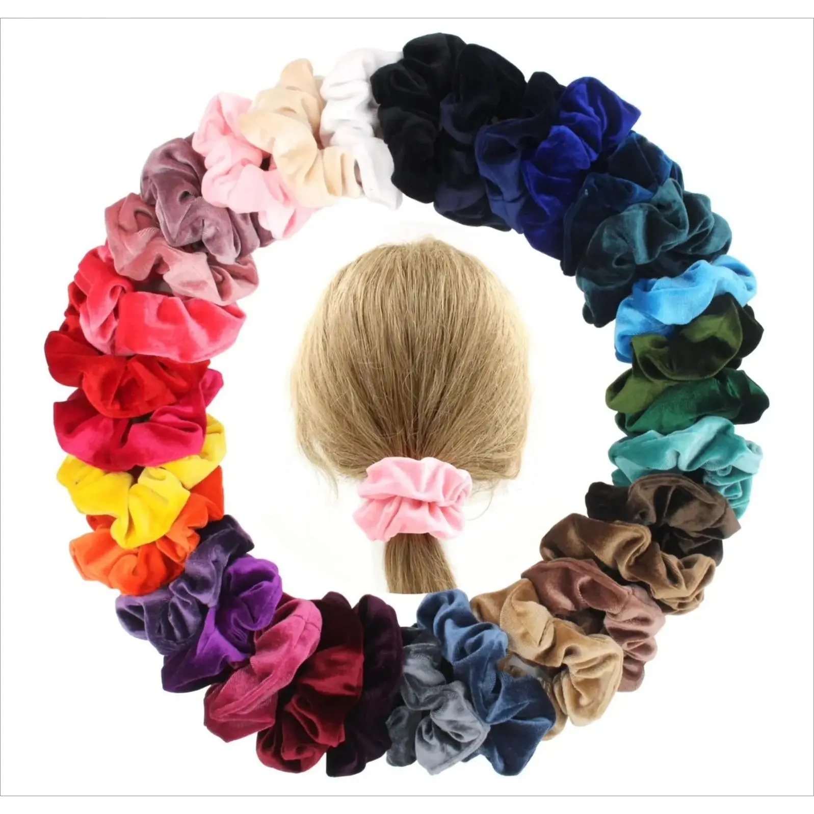 Women's Medium-Sized Velvet Scrunchie, Stylish Classic Solid-Color Jumbo Hair Tie, Multi-Color Sports & Outdoor Accessory for Women, Accessories For Women