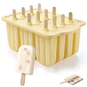12-cavity Popsicle Mold with Sticks, 1 Count Silicone Ice Cream Mold, Easy-release & Dishwasher Safe Ice Cream Mold for Homemade Treats, Freezer Frost Ice Mold, Kitchen