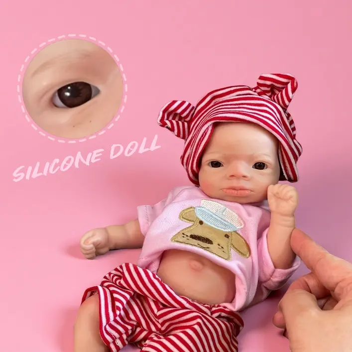 10-Inch Lanny Soft Silicone Reborn Doll, Cute Clothes Doll with Adorable Pink Outfits, Artificial Painted Skin, Bald, Washable, Flexible for Christmas Gift (Toys & Hobbies DIY Specialty Supply), Cute Clothes Dolls