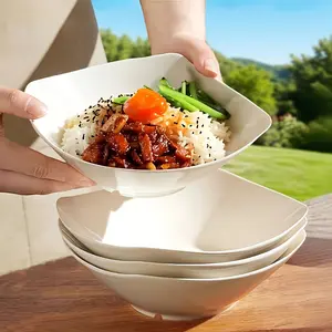 Large Square Plastic Bowls Set of 4 with High Feet, Stackable Non-Slip Kitchen Utensils, Microwave Safe, Dishwasher Friendly