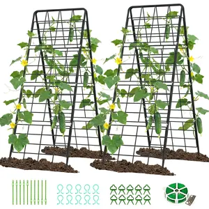 #Summervibes 2 Pack Cucumber Trellis,Thickened A Frame Garden Trellis for Raised Bed Climbing Plants, Vegetables, Beans,Tomatoes,Peas,with Plant Support Clips, Twist Ties, Plastic Ties