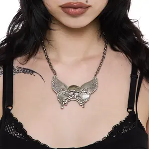 HeavenSent XL Fallen Necklace | Oversized Winged Skull Pendant Necklace | Stainless Steel , Waterproof + Tarnish Proof. Adjustable Chain.