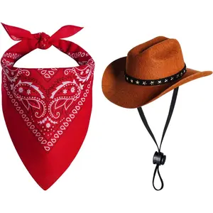 Pet Cowboy Costume Halloween Costumes for Dogs  Cowboy Hat with Bandana Scarf (Small)