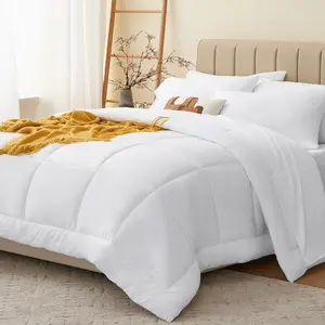 White Comforter King Size 7 White King a Bag Sets with Quilted Comforter, Flat Sheet, Sheet, Pillowcases