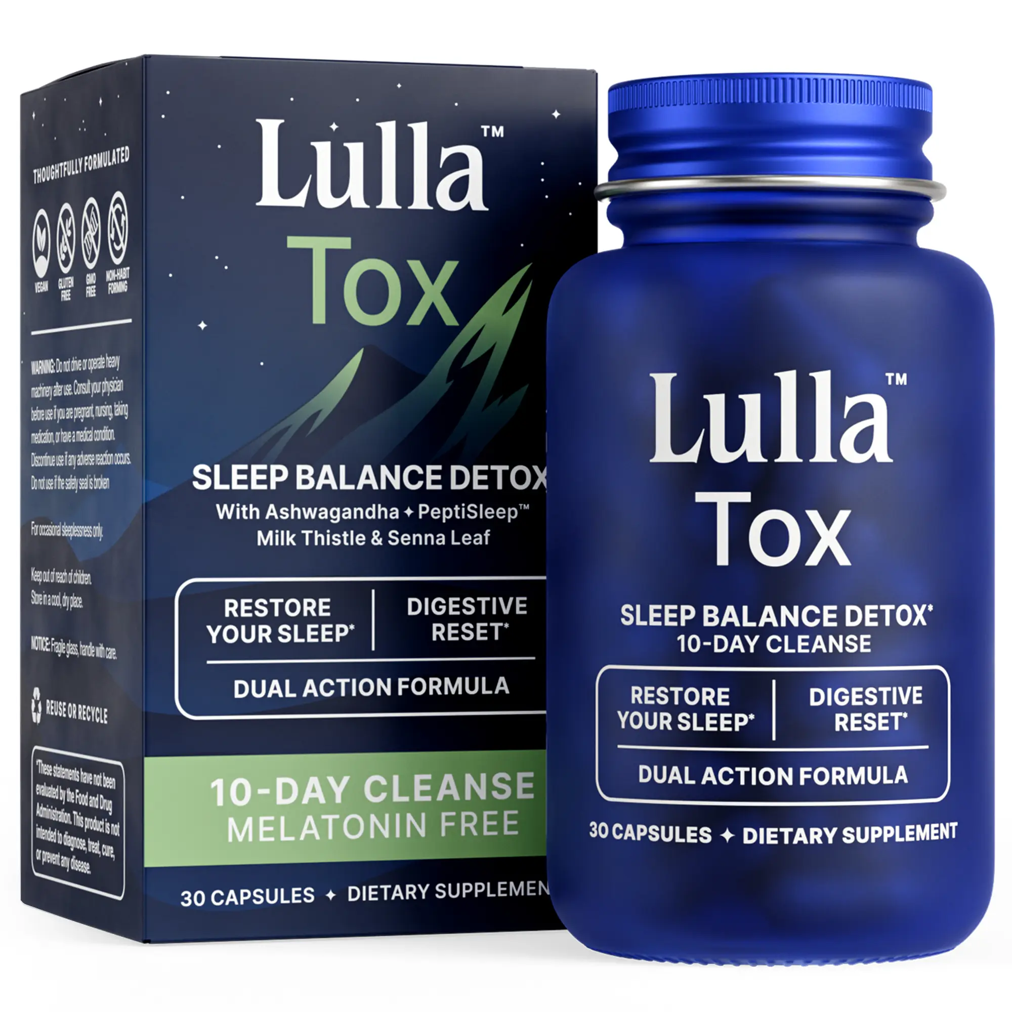 Lulla Overnight Detox & Sleep Support Capsules (Melatonin-Free) Lulla Overnight Detox & Sleep Support Capsules (Melatonin-Free)