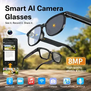 AI Smart Camera Glasses with 8MP 1080P Video Recording, Photochromic Lenses, Touch Control, 160+ Languages Translation, Bluetooth Audio, UV Protection for Travel, Outdoor Sports & Hands-Free Capture, Father's Day Gift, Button, Usb, Memory