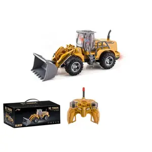 Remote Control Bulldozer Toy, 6 Function Simulated Engineering Car, LED Lights, Unisex RC Model for Kids Ages 3+, Requires Aa Batteries, Remote Control Trucks