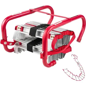 VEVOR Fire Escape Ladder, 2-Story 13FT Retractable Emergency Fire Ladder, Lightweight Aluminum Alloy Safety Escape Ladders with Sturdy Polyester Strap, Anti-Slip Rung & Wide Steps, 1000LBS Max Loading