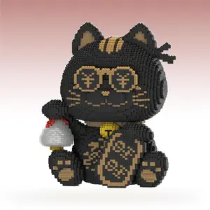 Lucky Cat Design Assembly Building Blocks Toy, Creative DIY Building Blocks Kit with Hammer, DIY Model Building Kit for Adults