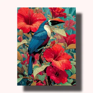 Tropical Toucan Paint by Numbers Kit for Adults & Beginners, Vibrant Non-Toxic Acrylic Paints, Colorful DIY Art for Home Decor, Relaxing Creative Activity