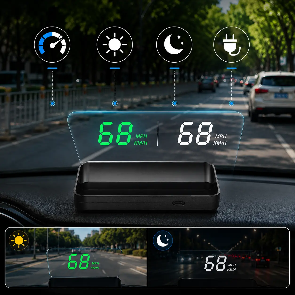 Car GPS HUD Speedometer, Digital Head Up Display for Dashboard, Large Font LED Speed Monitor, Universal Vehicle Speed Gauge, USB Powered Driving Accessory for Cars SUVs Trucks#Speedometer #HeadUpDisplay #CarAccessories #DrivingGadgets #AutoAccessories