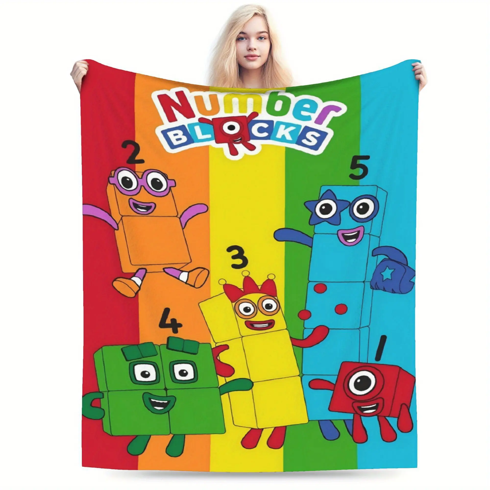 Numberblocks Soft Fleece Blanket - Educational Number Blocks Design with 1-10 Numbers, Vibrant Colors, All-Season Cozy Throw for Home, Office, Travel & Gift Giving, Educational Play Item | Vibrant Blanket | Warm Cozy Material 187