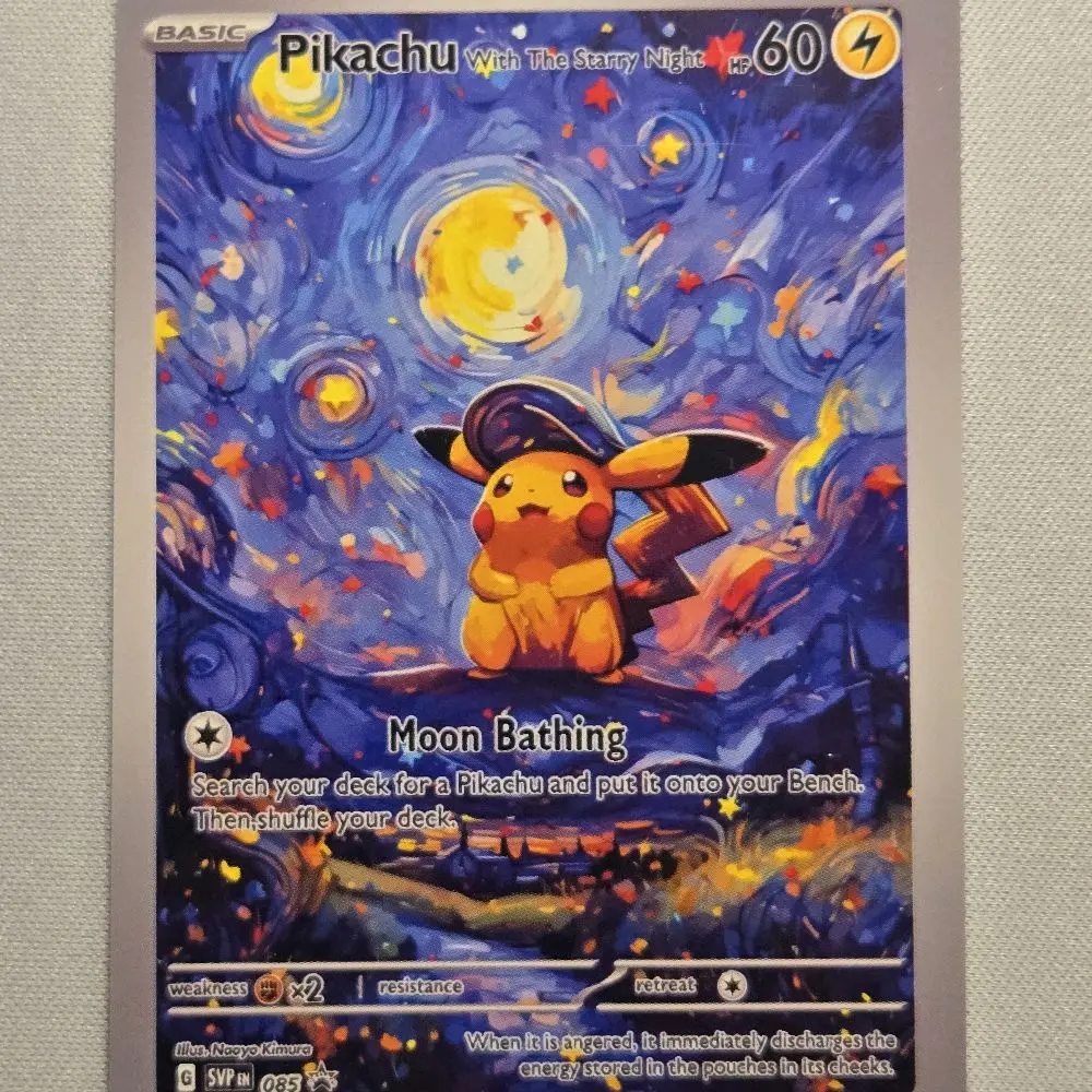 Pikachu starry night van Gogh custom-made fan art card