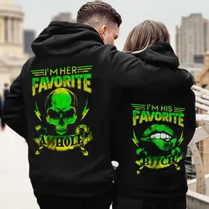Skull Matching Couple Hoodies, His Favorite Her Favorite Hoodie, His and Her Couple Outfits, Skeleton Anniversary Gift, Gifts For Lover