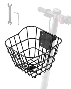 Front Bike Basket For Electric Scooters And Bicycles With Fixed Bracket, Durable Weatherproof Metal Mount, Front Mount Cargo Carrier For Bikes And Scooters, E-Bikes Compatible, Suitable For Kids And Adults, Easy Installation