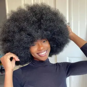 Cliclihair Afro Curly Wigs Wear And Go Glueless Wigs Human Hair Short Afro Kinky Curly Wigs For Women Daily Use Cosplay Costume