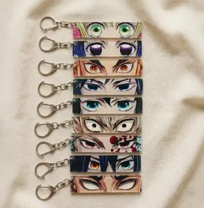 9 Styles Demon Slayer Hashira Eye Acrylic Keychain, Translucent Anime Bag Charm Accessory