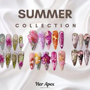 NailApex Summer Collection - Handmade Press-On Nails | Reusable, Salon-Quality, Long-Lasting, Glossy Design