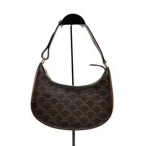 Pre-owned Celine Coated Canvas Shoulder Bags Triomphe Ava Shoulder Bag Tan