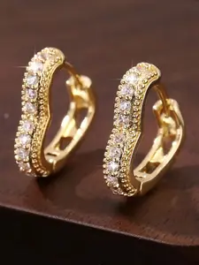 Elegant Hollow Heart Hoop Earrings for Women, 18k Plated, Inlaid with Shiny Zirconia, Perfect Gift for Her,  Heart Shaped Earrings