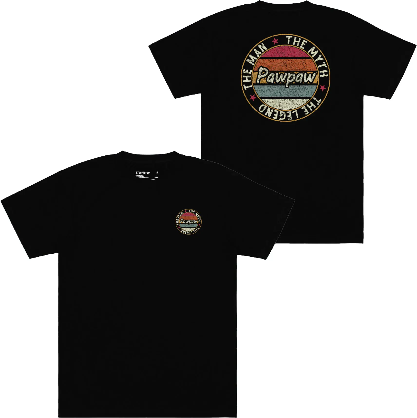 Custom Shirt Pops Papa Pawpaw G-pa The Man The Myth The Legend Men's T-shirt 2 Sided 100% Cotton Unisex Classic Fit
