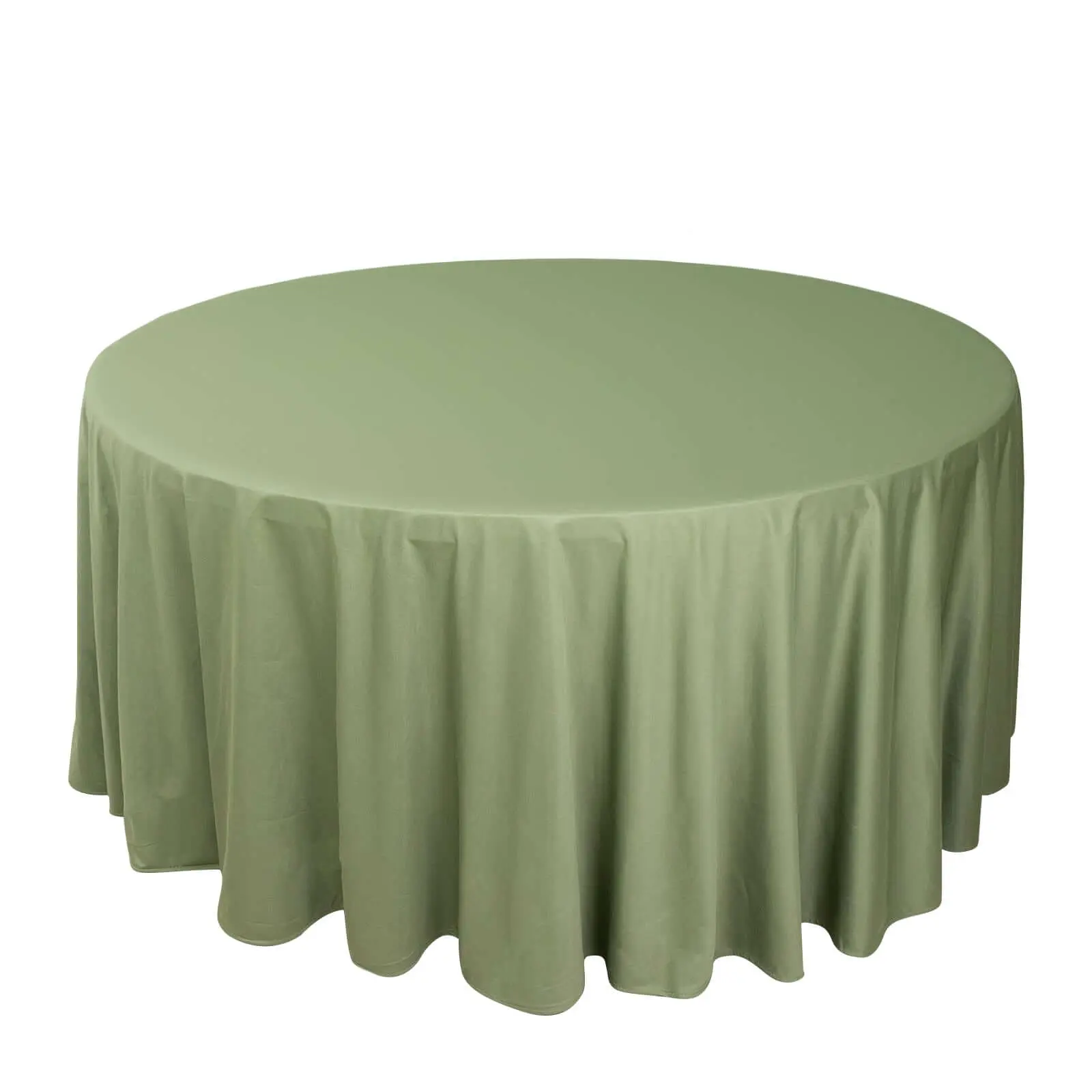 Scuba Round 120" Dusty Sage Green Tablecloth - Seamless, Wrinkle-Free, Stain-Resistant, Machine-Washable Single-Piece Outdoor Table Cover, Machine Wash