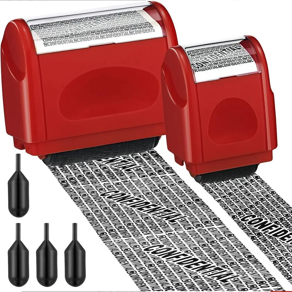 Identity Protection Roller Stamp Set, Office Supplies, Prevent Identity Theft, Confidentiality, Privacy Info Blocking, Account Data Address Security, Guards Personal Details, Identity Theft Prevention, Protects Against Identity Theft, Ensures Security