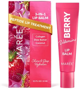Lip Balm MARÉE 0.5 FL Moisturizing Butter Balm with Peptides Collagen & Shea Butter for Soft Plump Lips 15 ML