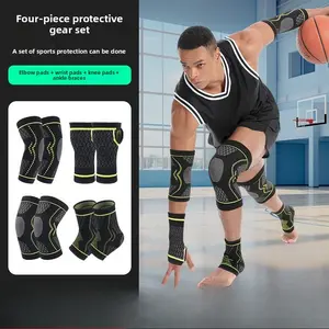 Four-piece Set,  basketball accessories football gear  Sports and Fitness Knee , Wrist Pads, Arm Pads, Ankle Pads, Breathable and Anti-drop Basketball and Football Riding Pressurized Anti-drop Protective Gear