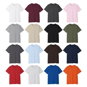 Heavyweight Plain T-Shirt,Men's Cotton Vintage Washed Tee, Unisex Casual Streetwear Basic Top