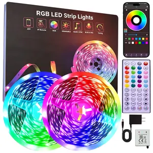 100ft LED Strip Lights Bluetooth Smart App Control Music Sync Color Changing RGB LED Light with Remote for Bedroom Decor | RGB LED Strip Light with Remote & App Control Color Changing Cuttable Lighting for Bedroom Home Decor Party Holiday vibes Music Sync