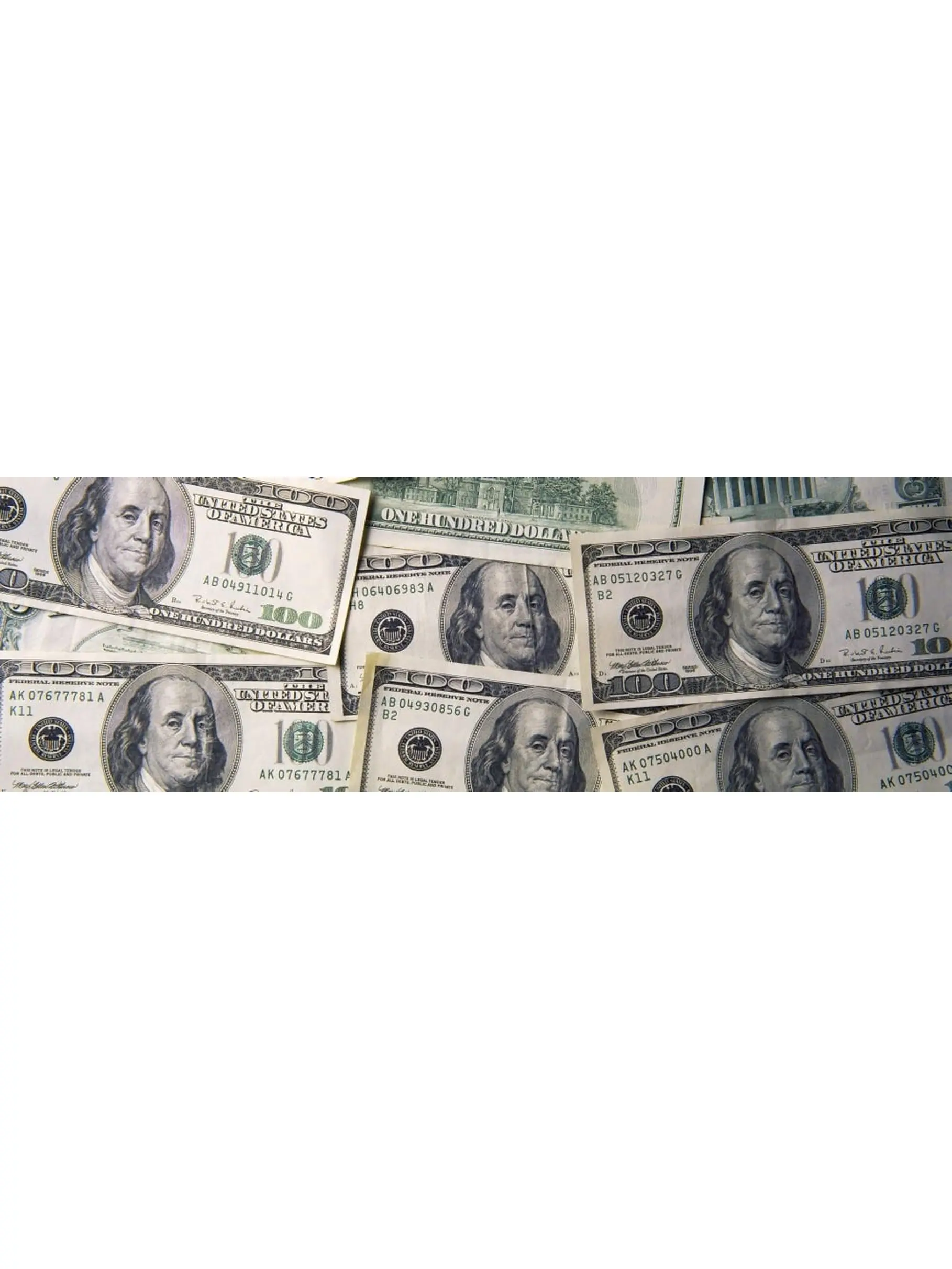 Panoramic Images PPI59024S Close-Up of One Hundred Dollar Bills Poster Print, 27 x 9