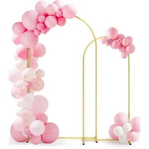 Metal Arch Backdrop Stand Wedding Arch frame Set of 2 (7.2FT,6FT) Gold Backdrop Arch Stand for Wedding Ceremony Birthday Party Baby Shower Graduation Ceremony Decoration