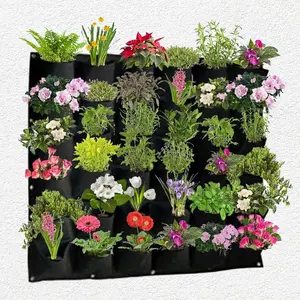 36 Pockets/ 64 Pockets Vertical Wall Garden Planter Deeper Waterproof Planting Bags Wall Hanging Outdoor Indoor Grow Bags Flower Growing Container
