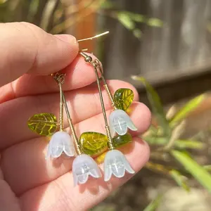 lily of the valley hand wire wrapped earrings