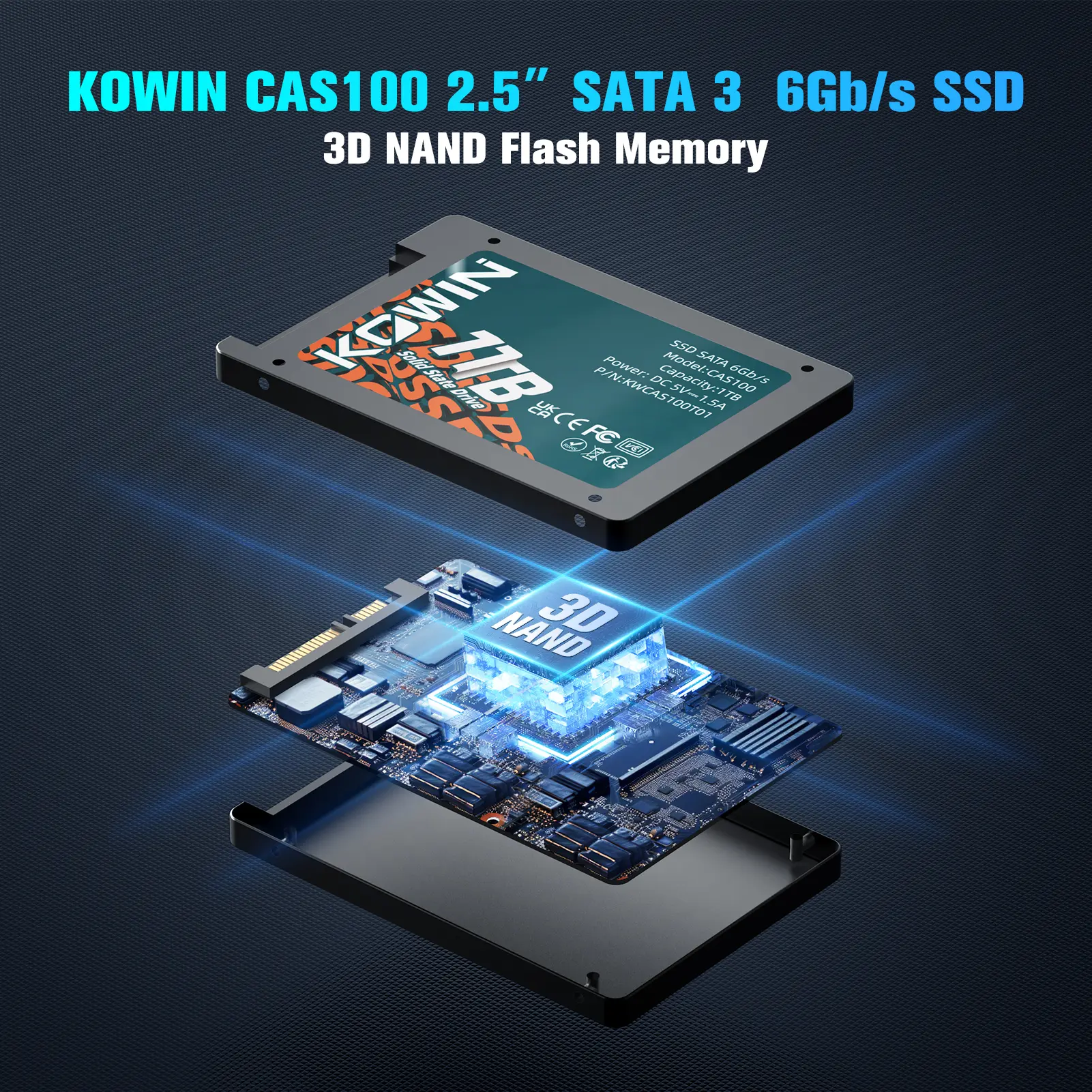 KOWIN CAS100 2.5” SATA III SSD 1TB for PC Desktop High Durability