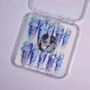 Xnails | 10PCS Handmade Press on nails  Stiletto Shape and Almond Square shape, REUSABLE, Salon Quality, Special Design, Acrylic,