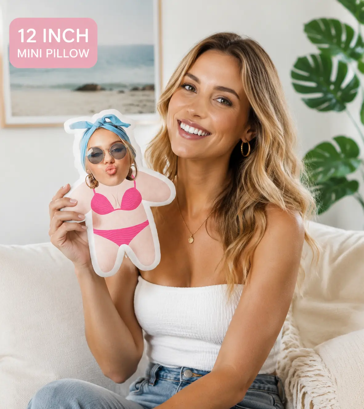 Personalized Photo Print Mini Pillow - Custom Face Pillow with Flannel Cover & Polyester Fill, Meaningful Boyfriend Gift for His Birthday, Gifts For Boyfriend, Boyfriend Gifts