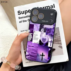 Cool and stylish Christian purple cross design silicone anti-drop phone case,Compatible with iPhone 17 Pro Max Phone Case 17Air 17 16E 16 16 Promax 15Plus 15 Pro Max 14 Pro 13 12 Phone Cases