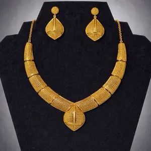 Gold plated necklace with earrings set