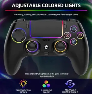 New style Anti-Drift PS-5 Pro Controller Hall Effect 7 RGB Colors Dual Vibration Turbo 6 Axis Gyro Programmable Headset Jack 1000mAh Battery Wired Adjustable Gamepad
