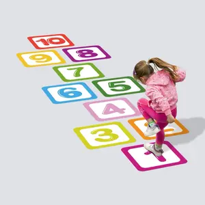 Classic Number Hopscotch Floor Stickers Set, Universal Use, Self-Adhesive Soft Waterproof Features Kids Room Decor, Educational Parent-Child Activity Decorative Decals