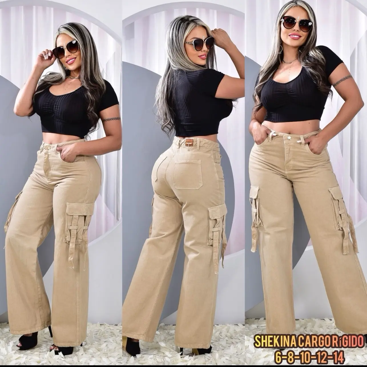 Women's cargo Glúteo Colombiano Jeans - Denim Comfort Pants - Womenswear, Bottom