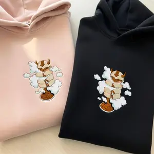 Embroidered bison Sweatshirt, personalize Crewneck, Flying Bison Shirt, Appa Embroidered Hoodie, Anime Aesthetic Gift for Fans