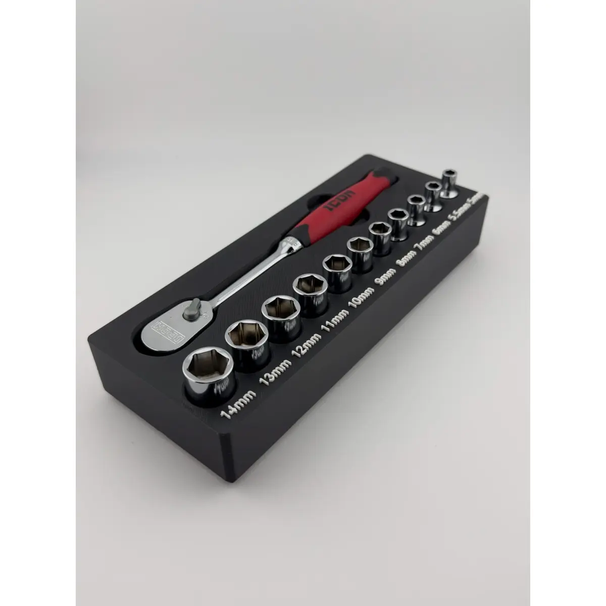 Harbor Freight Icon 1/4&Quot; Ratchet & Socket Set Bin(Metric) - Gridfinity Compatible 3D Printed Organizer