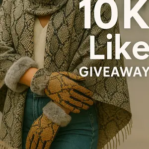 Faux Fur Cuff Snake Print Touch-Screen Gloves - Stylish Glamorous & Functional for Everyday Use Modern Knuckles