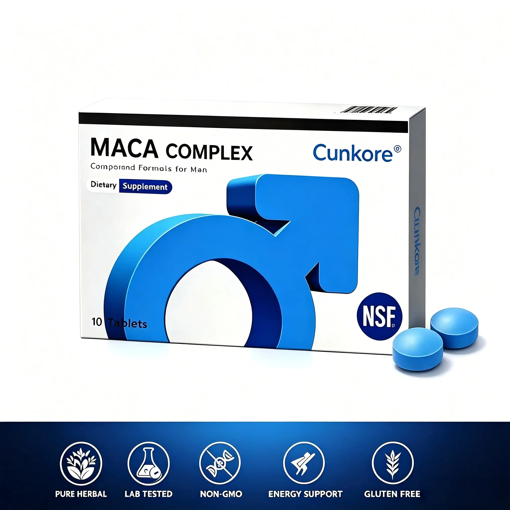 Cunkore Maca Complex Men’s Daily Wellness Supplement, Multi Herbal Blend with Maca, Horny Goat Weed, Ginseng, Saw Palmetto & Oyster Peptide, Premium Botanical Nutritional Tablets for Men’s Vitality & Overall Fitness Support