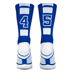 Team Number Woven Mid-Calf Socks - Blue