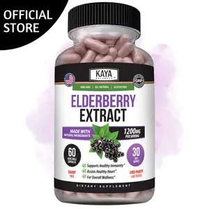 Kaya Naturals Elderberry 1200mgDaily Immune Support Supplement with Antioxidants - Natural Daily Wellness Capsules 60ct Dietary Supplement