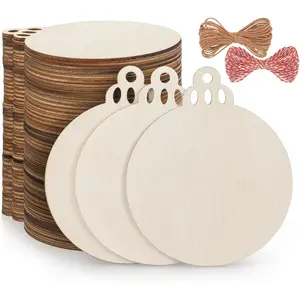 50 count 4-Inch Wooden Christmas Ornaments, Unfinished Pre-Drilled  Slices Circles for DIY Crafts, Party Decorations & Holiday Ornaments